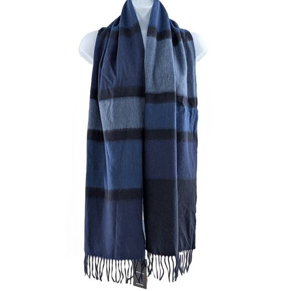Nordstrom Navy Blue Cashmere Fringe Scarf - Picture 3 of 12